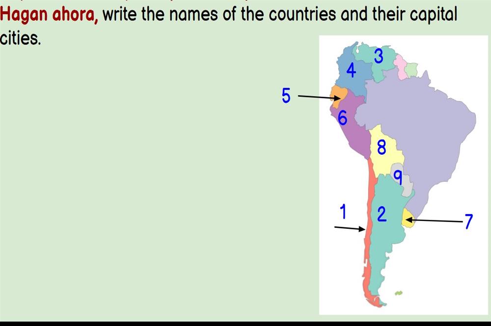 Hagan ahora, name each Spanish speaking country shown.